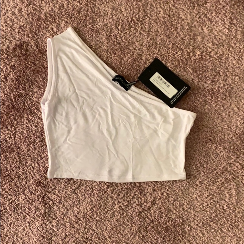 white one shoulder crop top